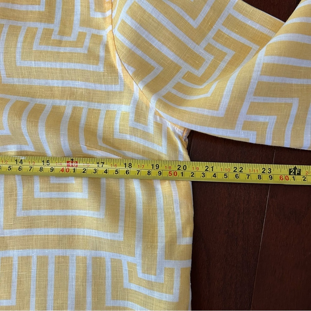 Chico's No-Iron button-down shirt 100% linen size 1 yellow 3/4 sleeve - Picture 7 of 10